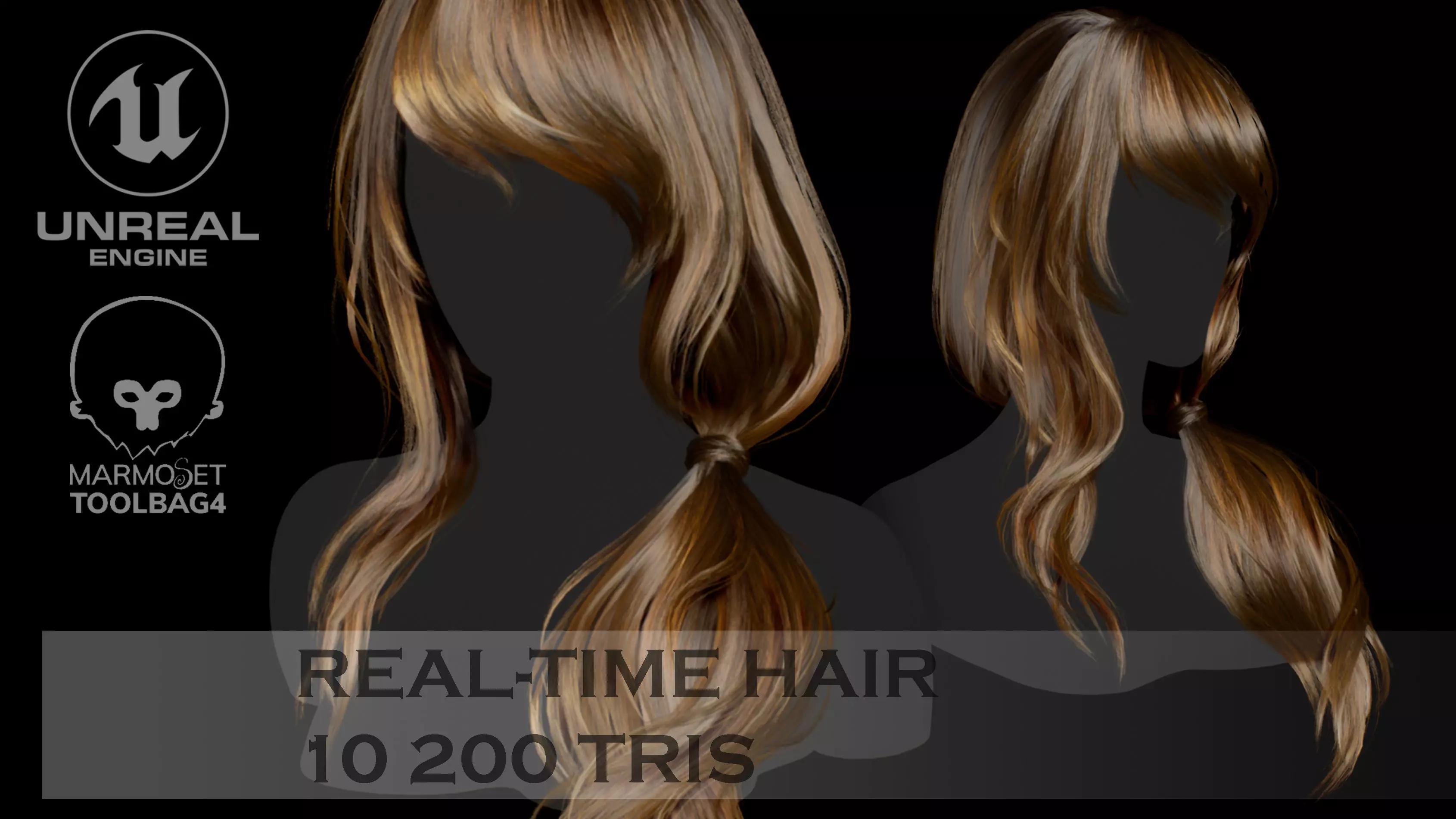 Game ready stylize hairstyle Low-poly 3D model