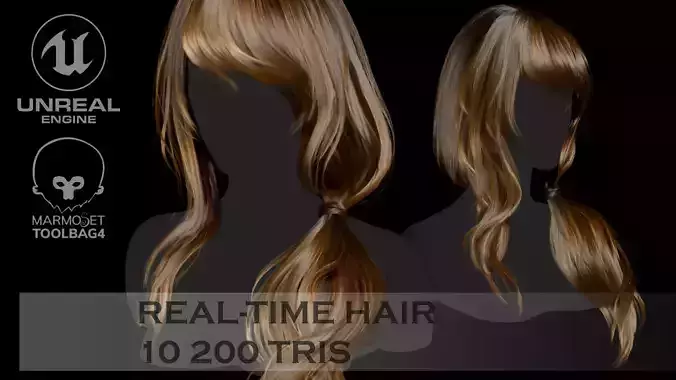 Game ready  stylize hairstyle Low-poly 3D model