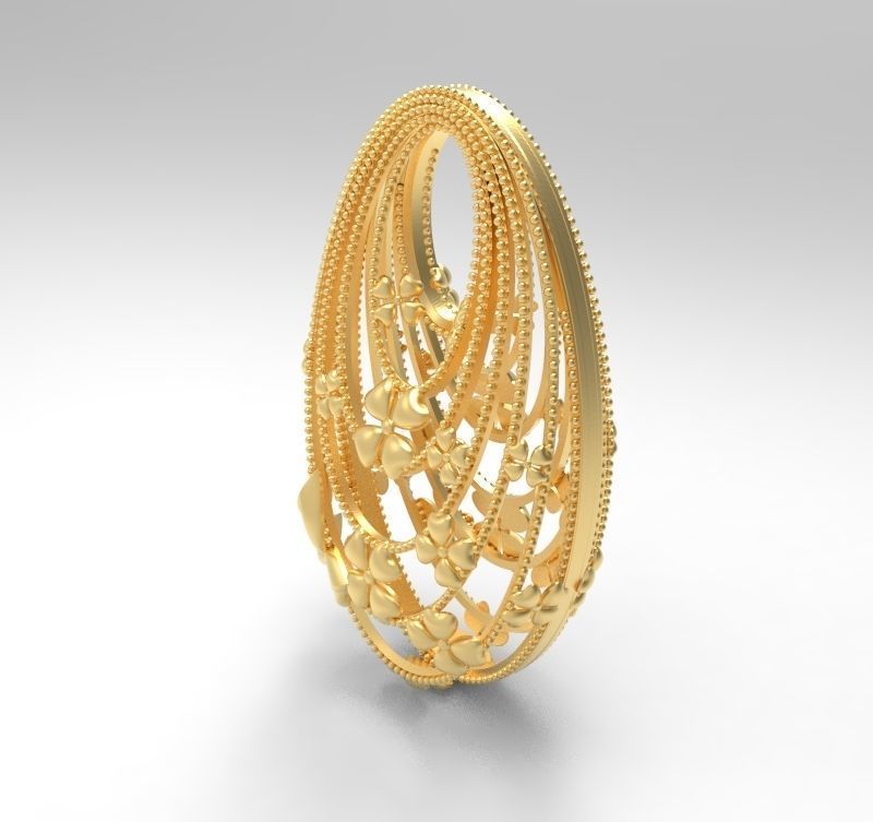 Ultra Vision Circle Floral Pattern Model Gold Pendant 3D print model_1