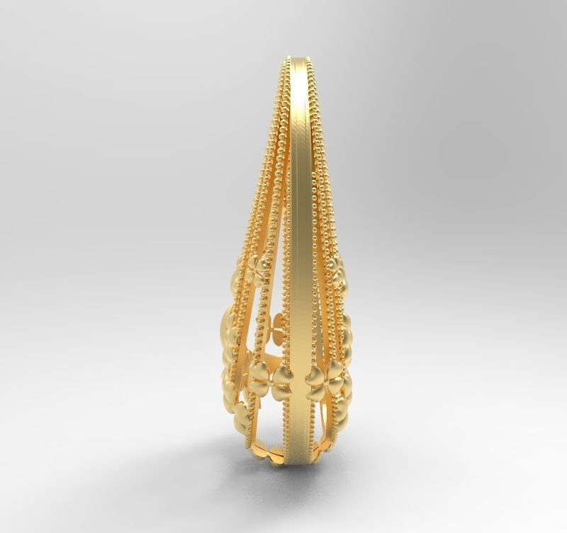 Ultra Vision Circle Floral Pattern Model Gold Pendant 3D print model_3