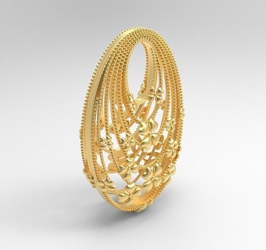Ultra Vision Circle Floral Pattern Model Gold Pendant 3D print model