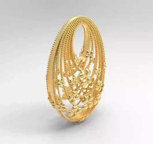 Ultra Vision Circle Floral Pattern Model Gold Pendant