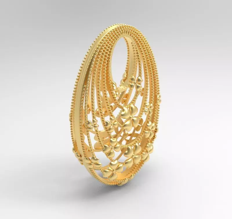 Ultra Vision Circle Floral Pattern Model Gold Pendant 3D print model_0
