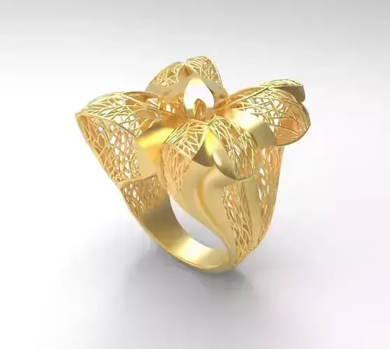Ultra Vision Flower Leaf Gold Ring - Eu 57