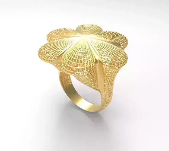 Ultra Vision Big Flower Leaf Gold Ring - Eu 58
