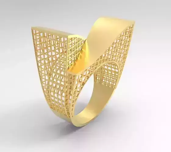 Ultra Vision Rectangle Architecture Gold Ring - Eu 58