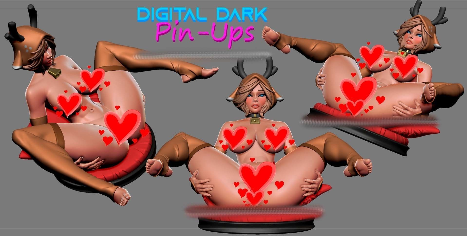 Deer Girl with NSFW version and Miniatures 88mm with NSFW  3D print model_6