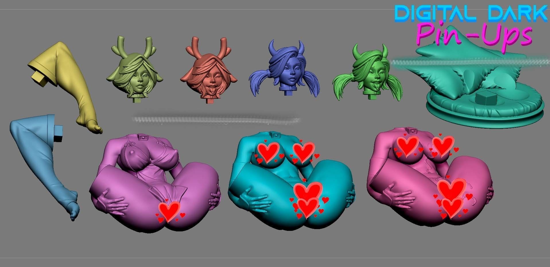 Deer Girl with NSFW version and Miniatures 88mm with NSFW  3D print model_12