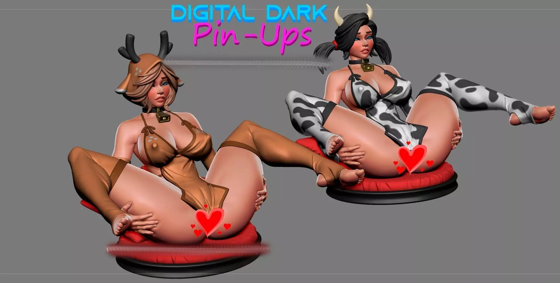 Deer Girl with NSFW version and Miniatures 88mm with NSFW  3D print model_0