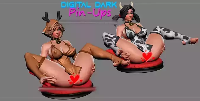 Deer Girl with NSFW version and Miniatures 88mm with NSFW  3D print model