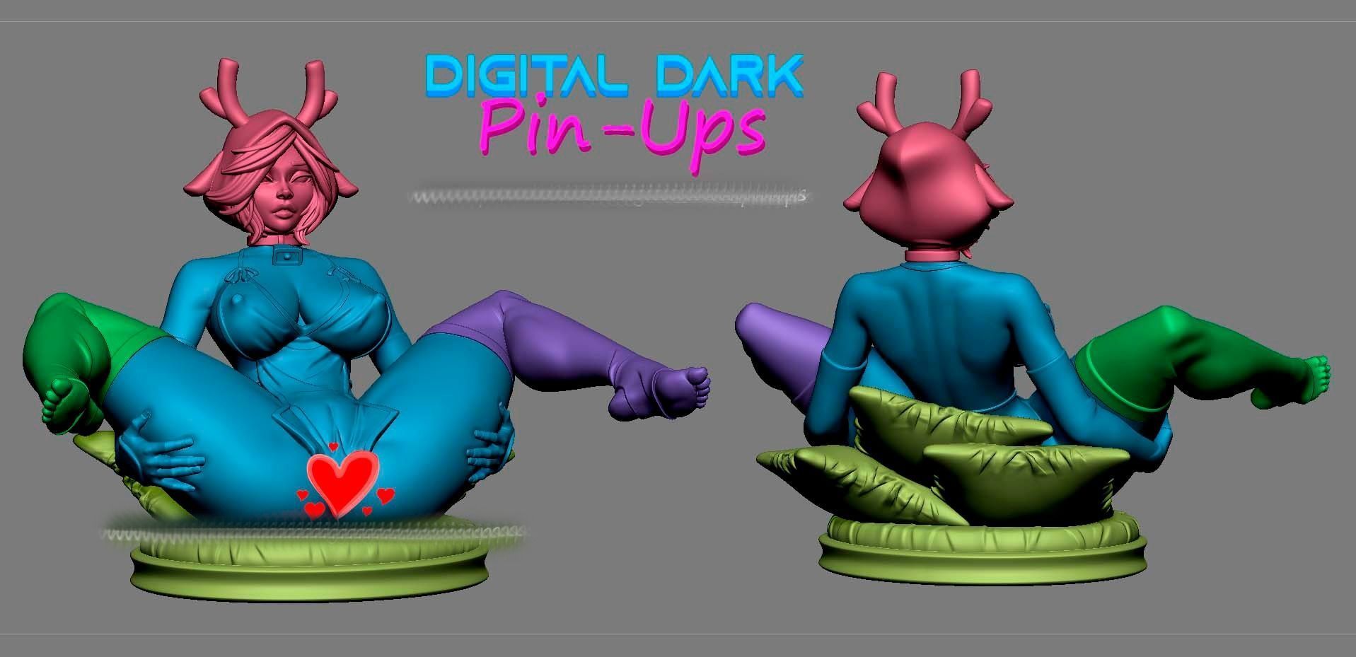 Deer Girl with NSFW version and Miniatures 88mm with NSFW  3D print model_11