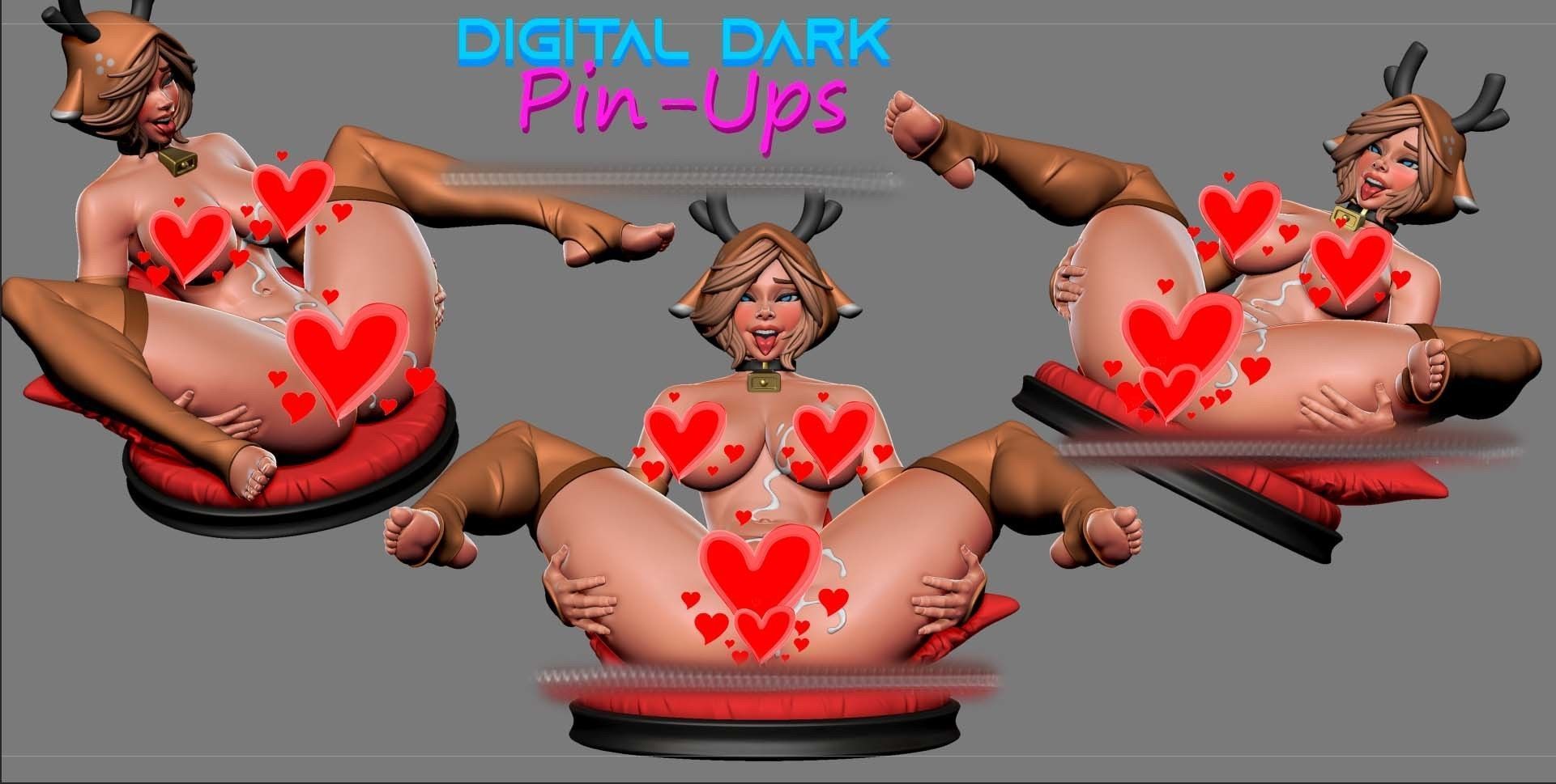 Deer Girl with NSFW version and Miniatures 88mm with NSFW  3D print model_8