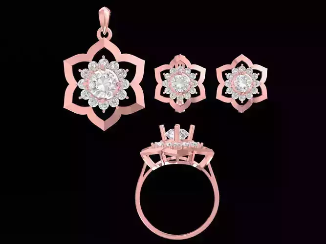 Elegant Emerald Flower Jewelry Set for Women 3152