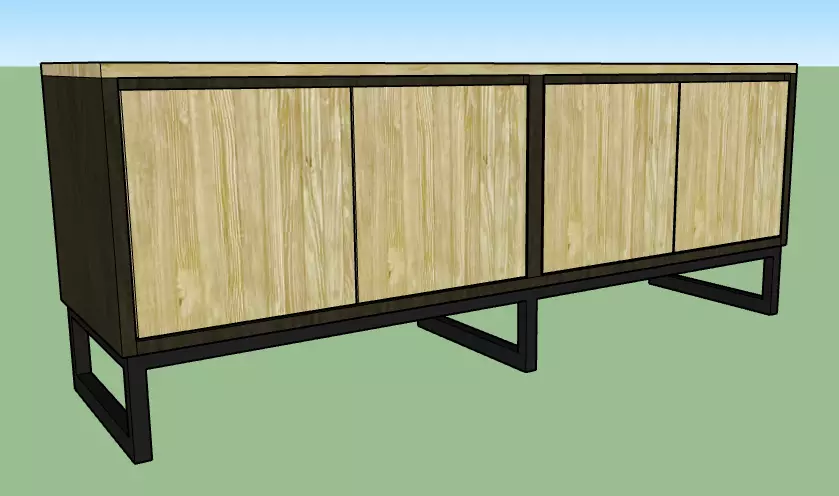 buffet sideboard made of wood and metal 3D model_0