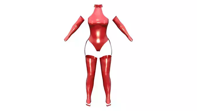 Red Latex Corset Set