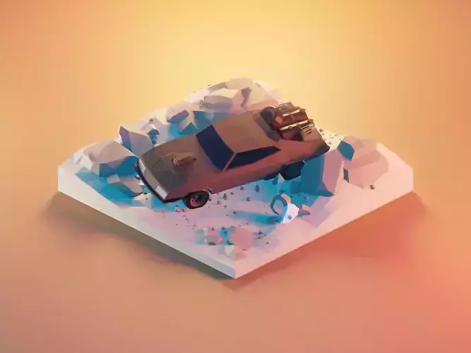 madmax low poly model render in blender