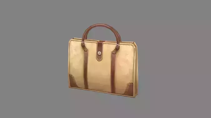 cartoon briefcase - brown leather handbag