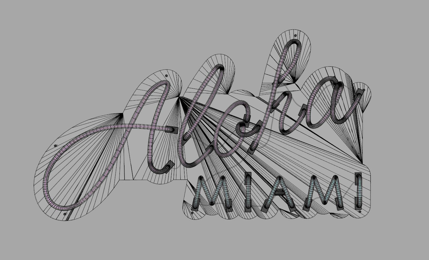 Aloha Miami - Neon Sign 3D model_6