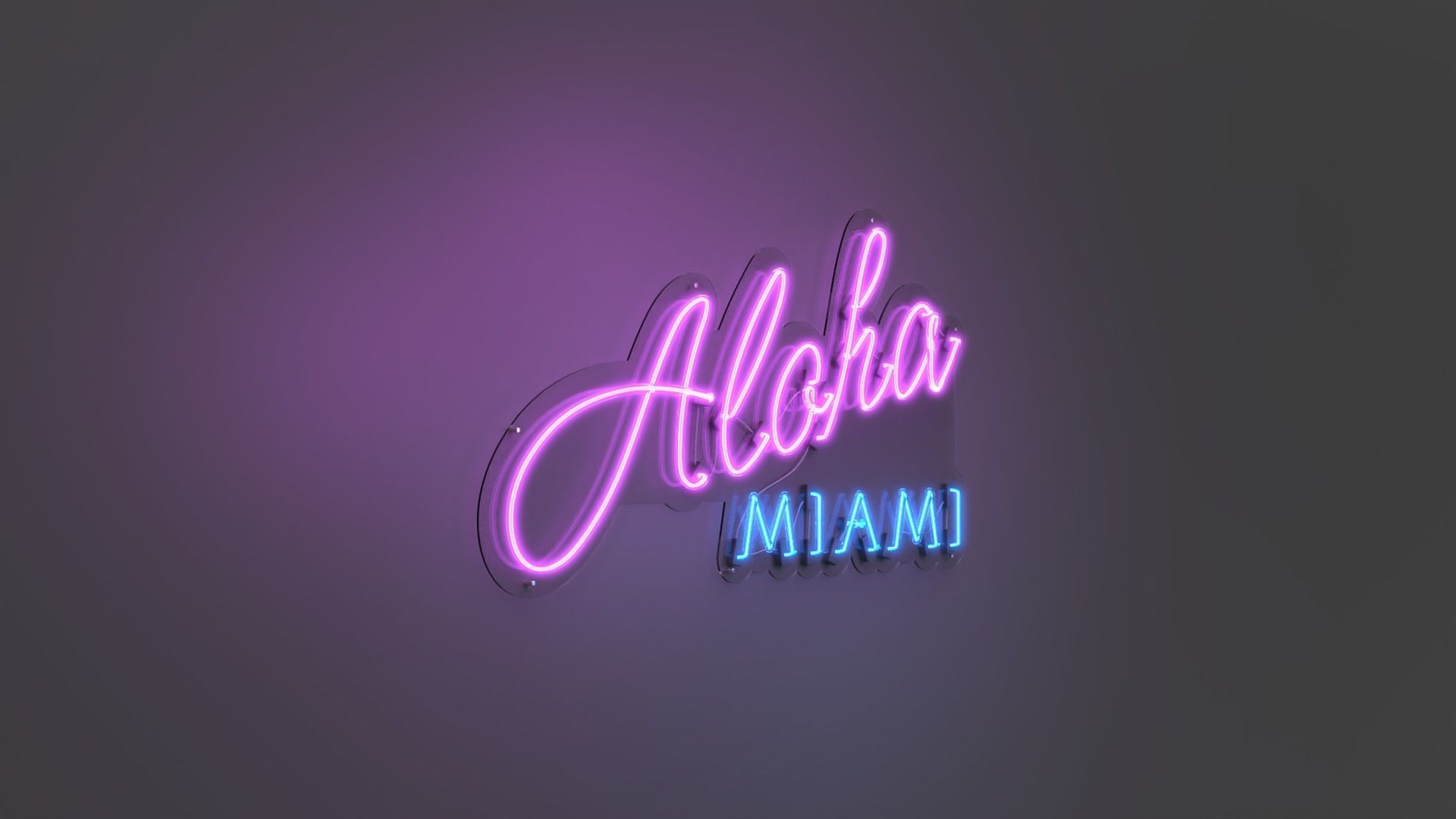 Aloha Miami - Neon Sign 3D model_5
