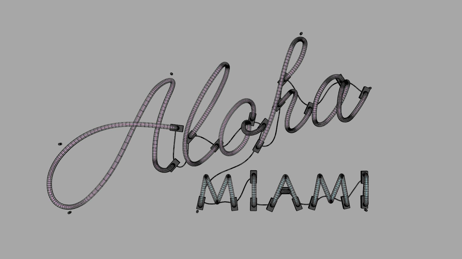 Aloha Miami - Neon Sign 3D model_7