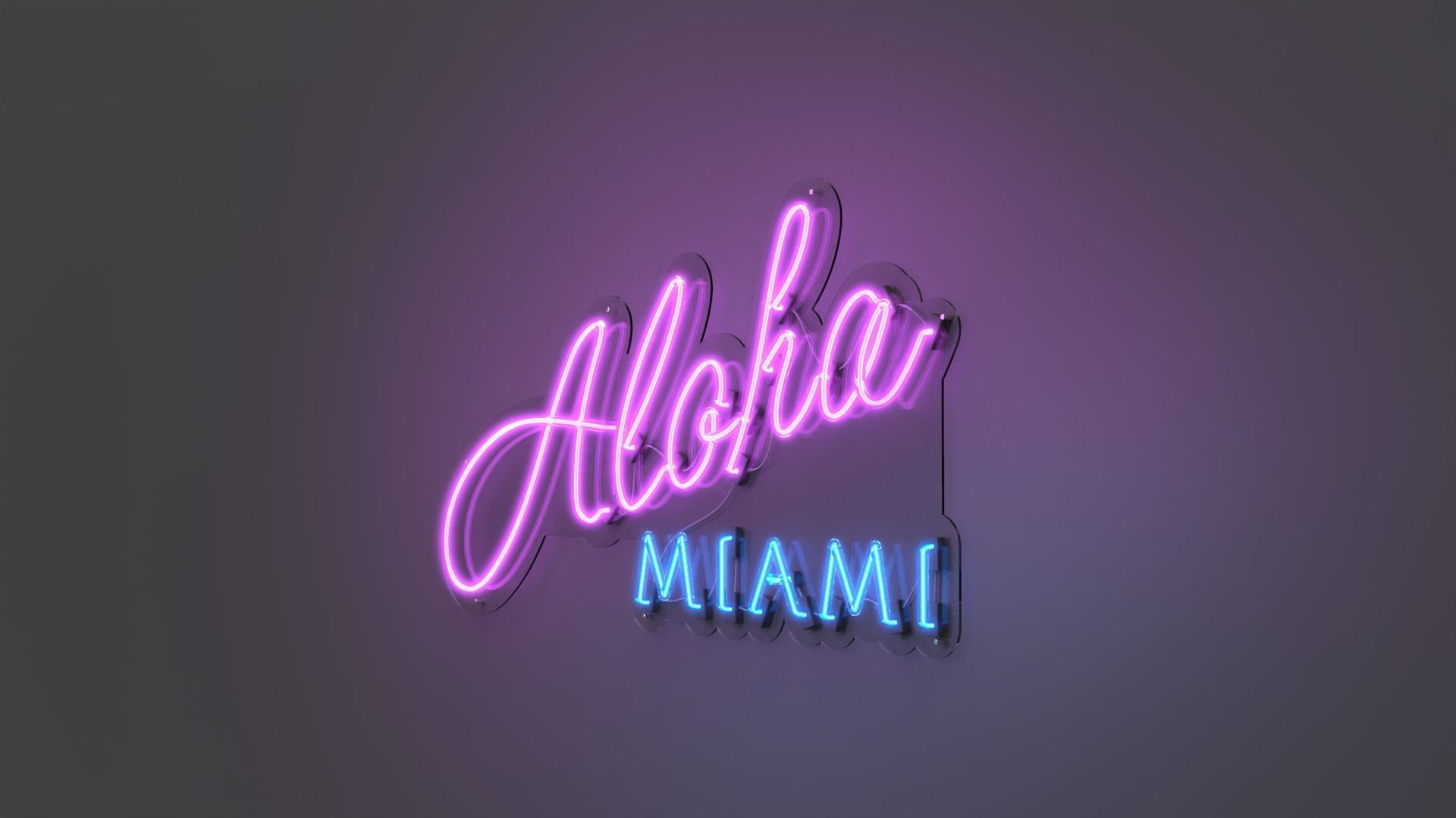 Aloha Miami - Neon Sign 3D model_3