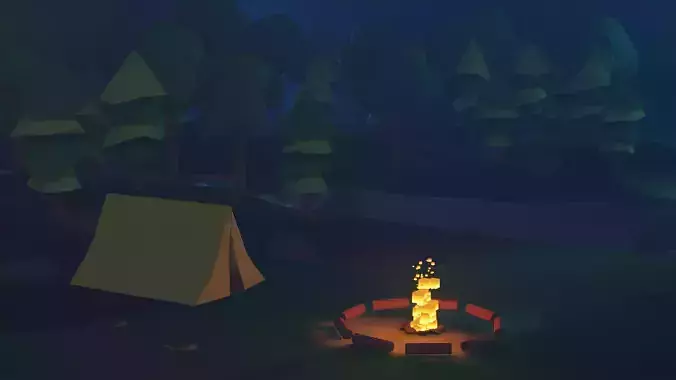 Camp Fire in Blender EEVEE