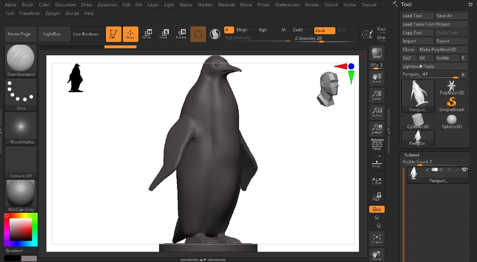 Penguin statue 3D model_10