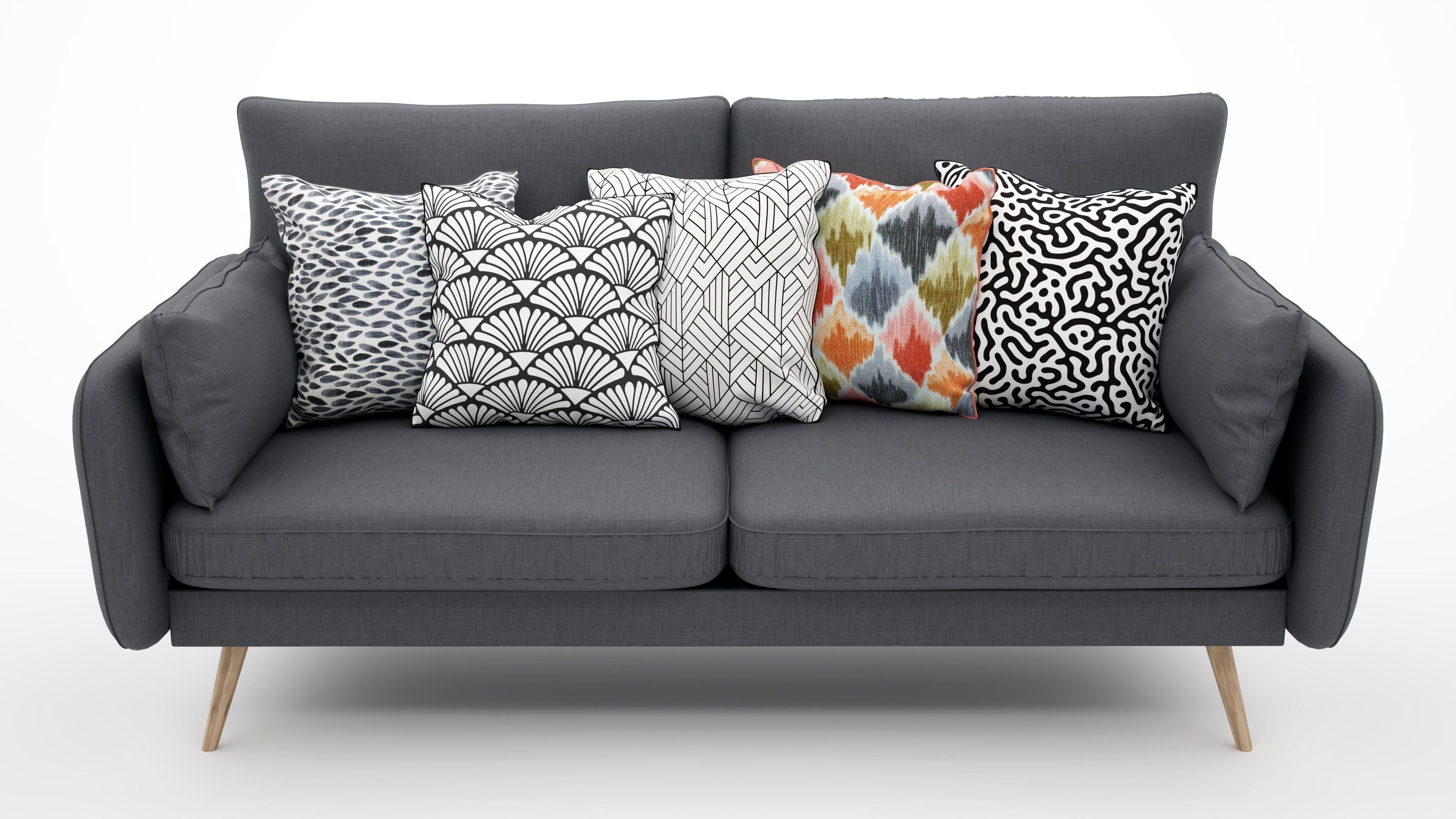 MODERN SOFA WITH PILLOWS 3D model_1