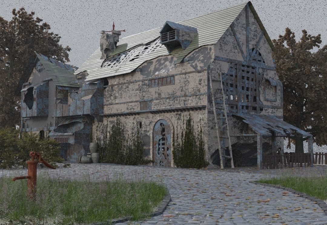 post apocalyptic medieval house model 3D model_3