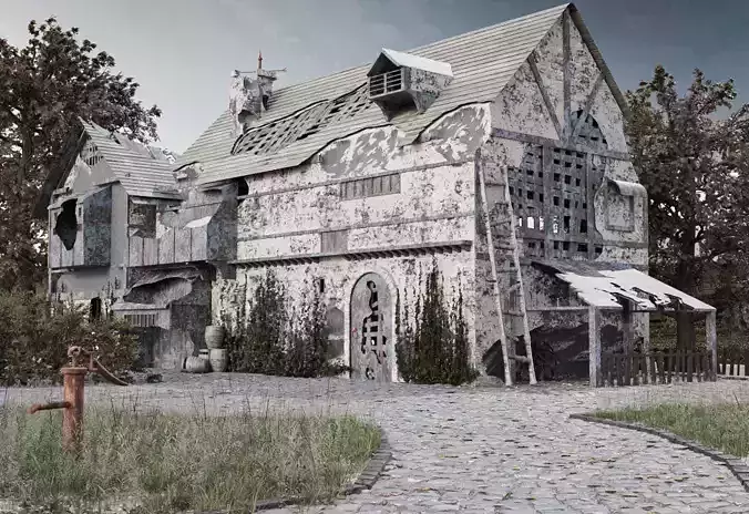 post apocalyptic medieval house model  3D model