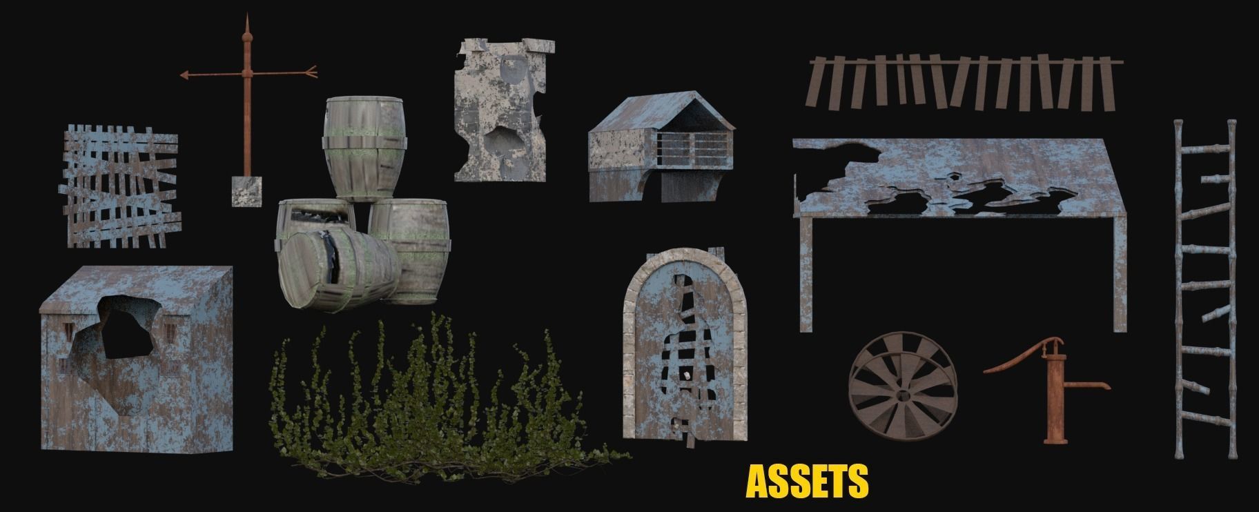 post apocalyptic medieval house model 3D model_2
