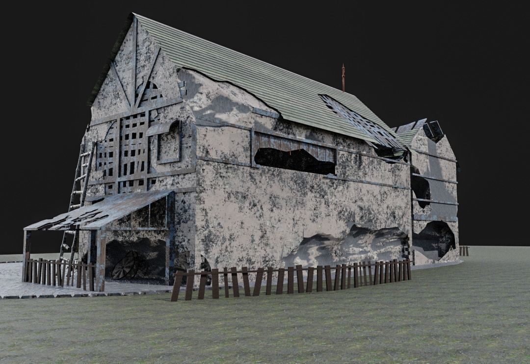 post apocalyptic medieval house model 3D model_12