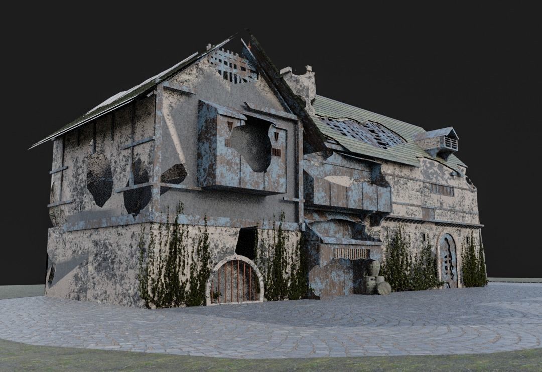 post apocalyptic medieval house model 3D model_8