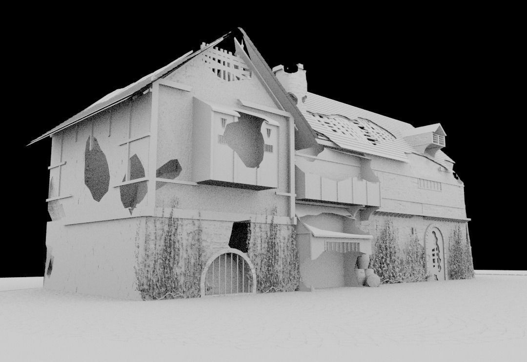 post apocalyptic medieval house model 3D model_7