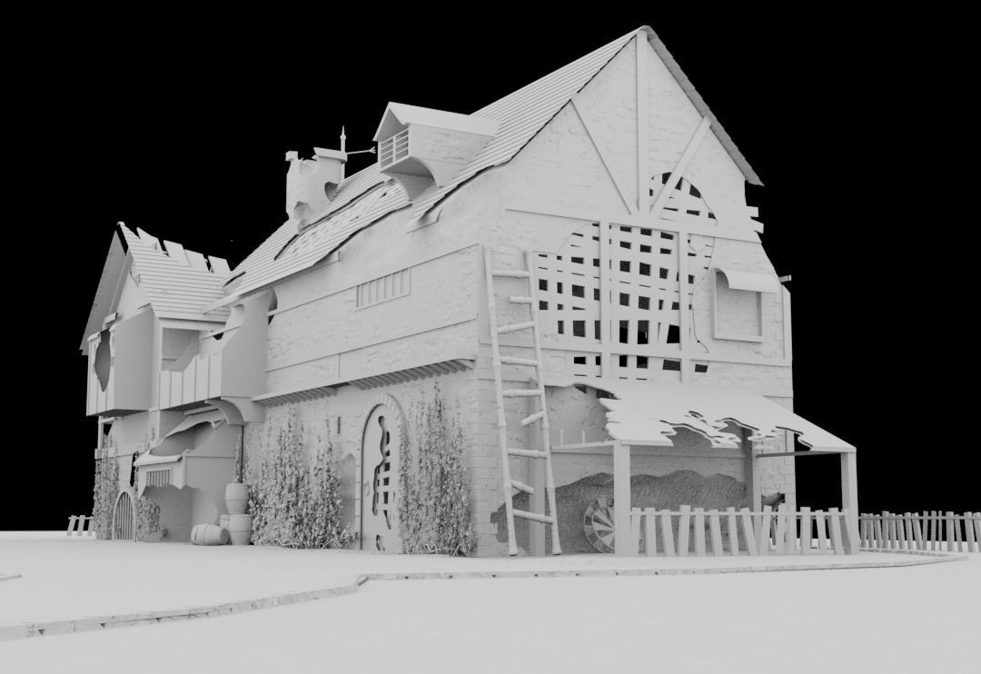 post apocalyptic medieval house model 3D model_5