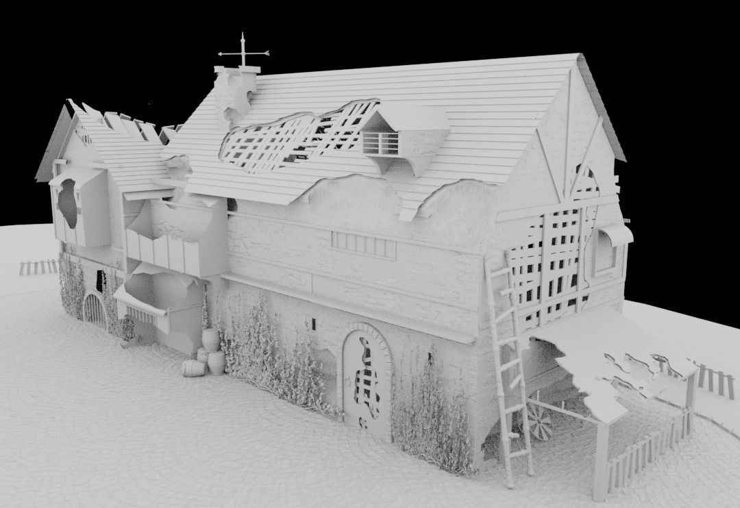 post apocalyptic medieval house model 3D model_9
