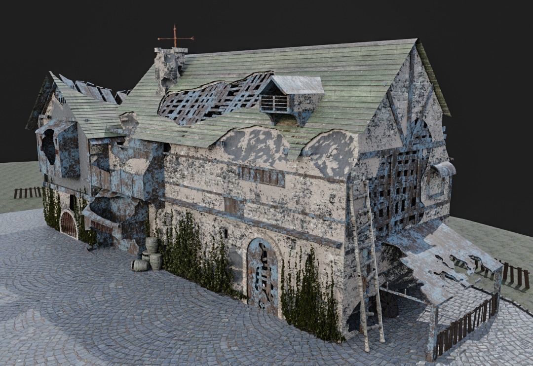 post apocalyptic medieval house model 3D model_10