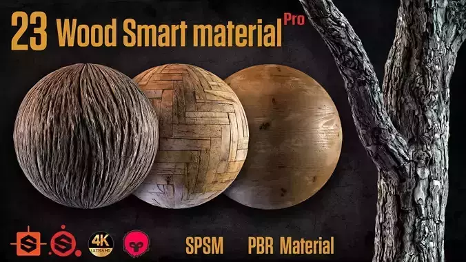 23 wood smart material PBR game ready