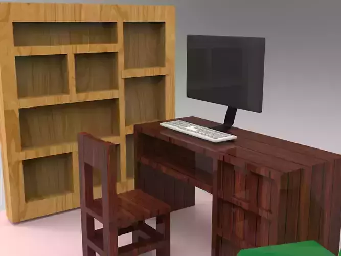 Study room free 3d model 3d model work station pc