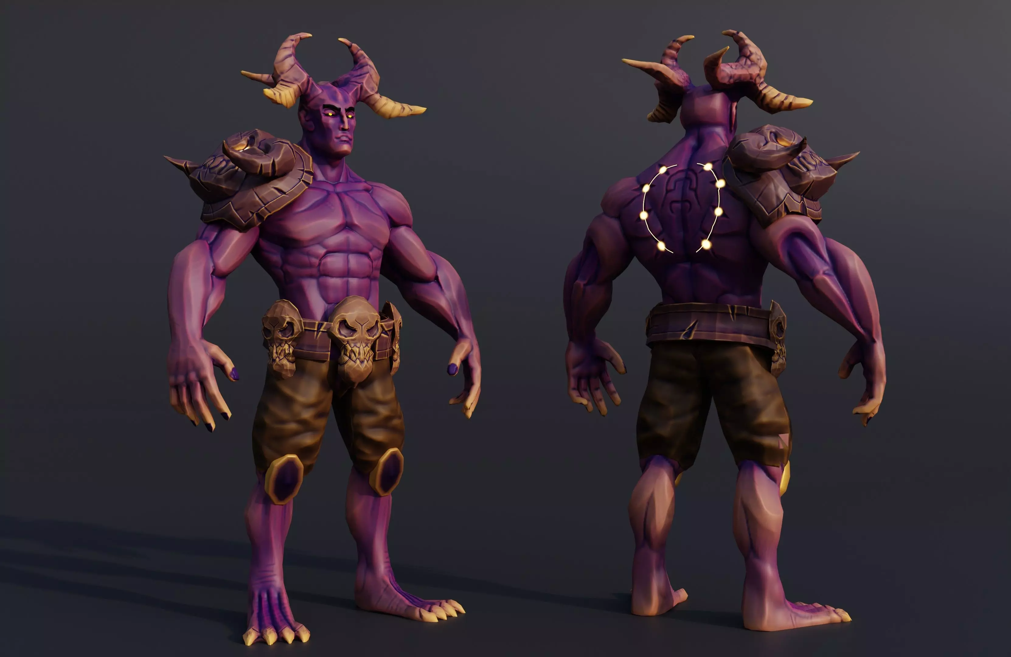Stylized Demon Warrior Low-poly 3D model