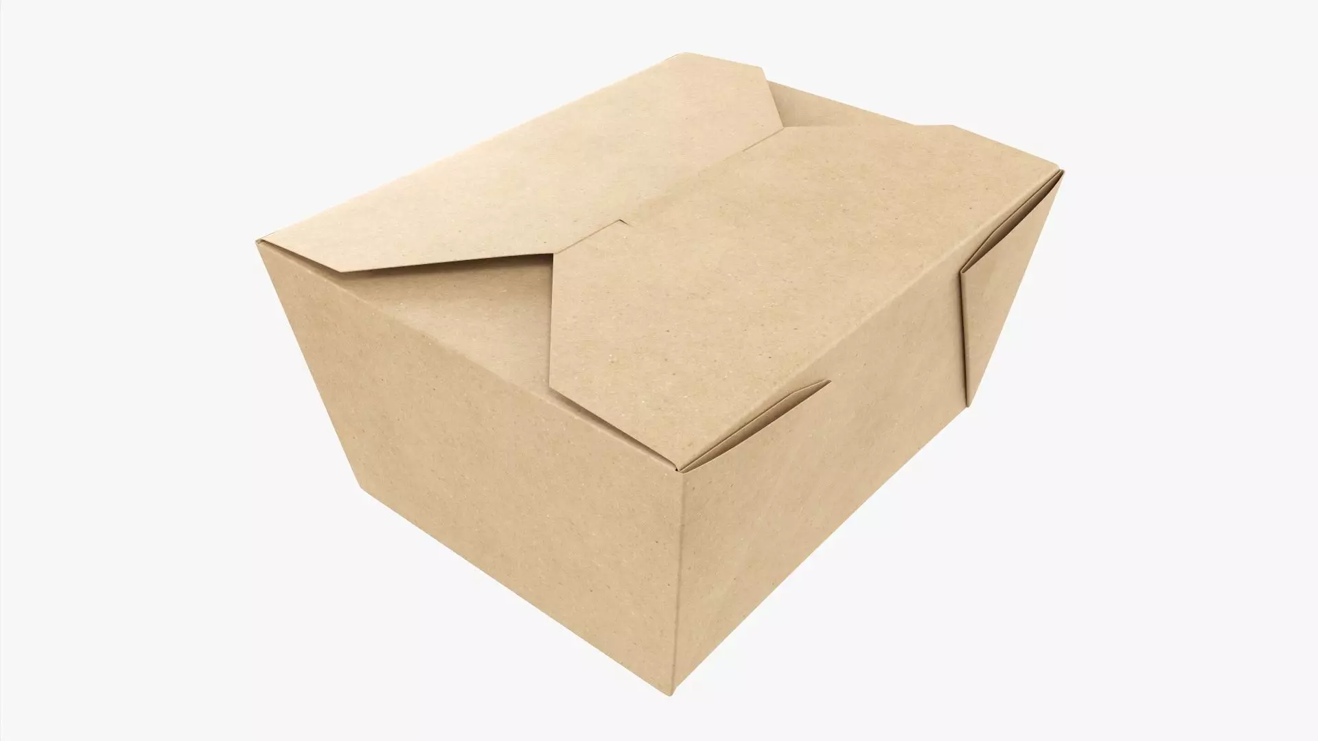 Kraft paper take-away container closed 3D model