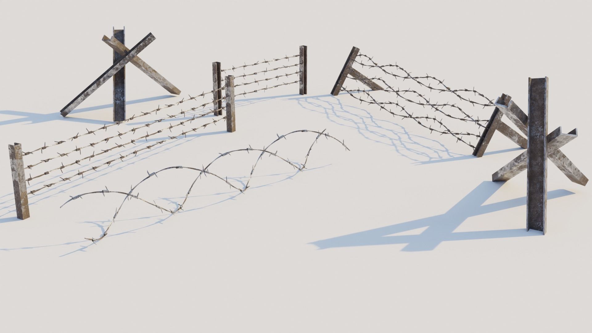 Barbed Wire Pack Low-poly 3D model_0