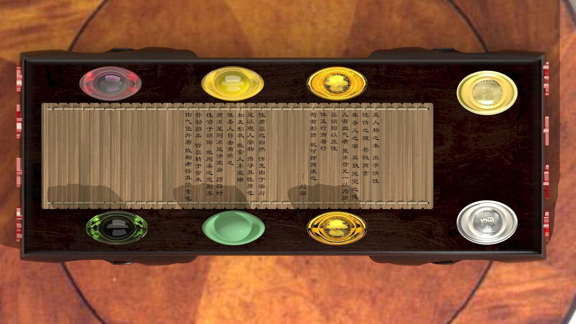 chinese gold ingot and bamboo slip 3D model_3