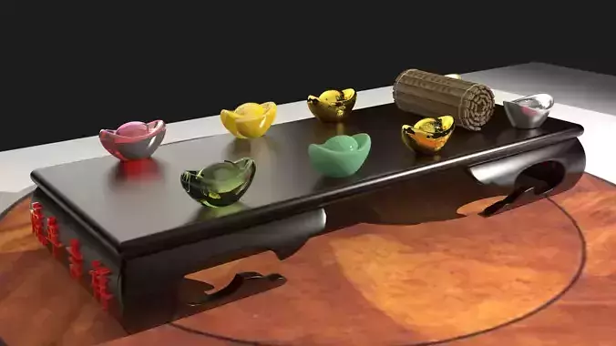 chinese gold ingot and bamboo slip 