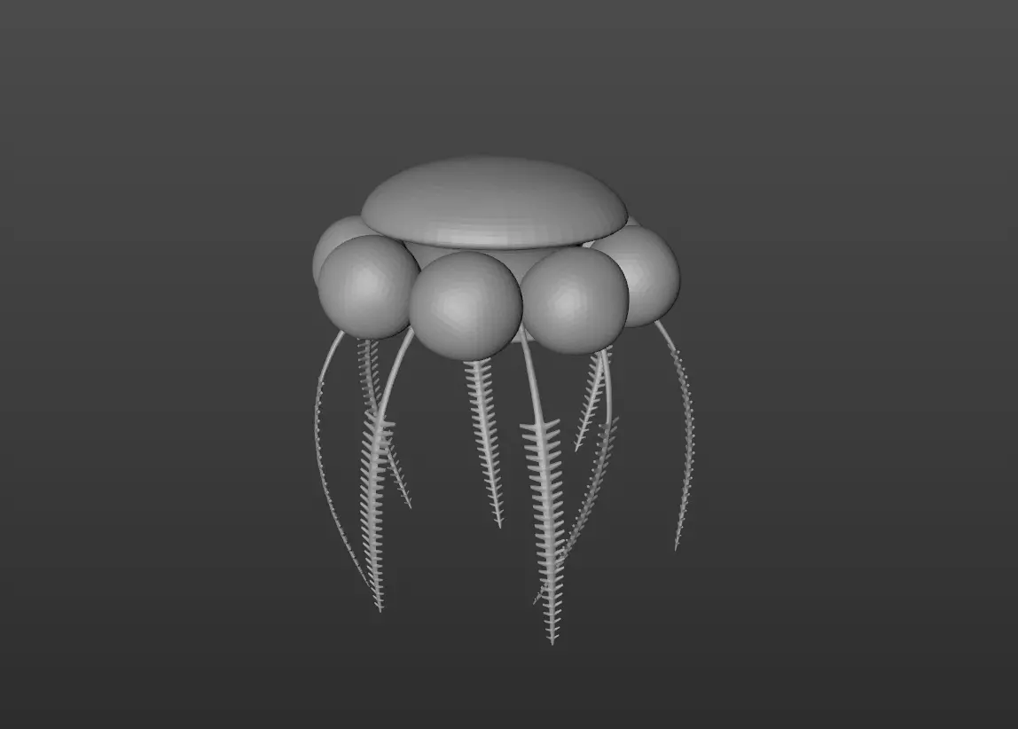 Bithecocamara jellyfish with tentacles Free 3D model