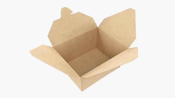 Take-away kraft paper container open 3D model