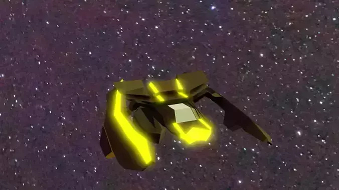LowPoly SpaceShip flying in sky