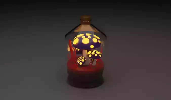 Glowing Mushroom in a jar 3D model
