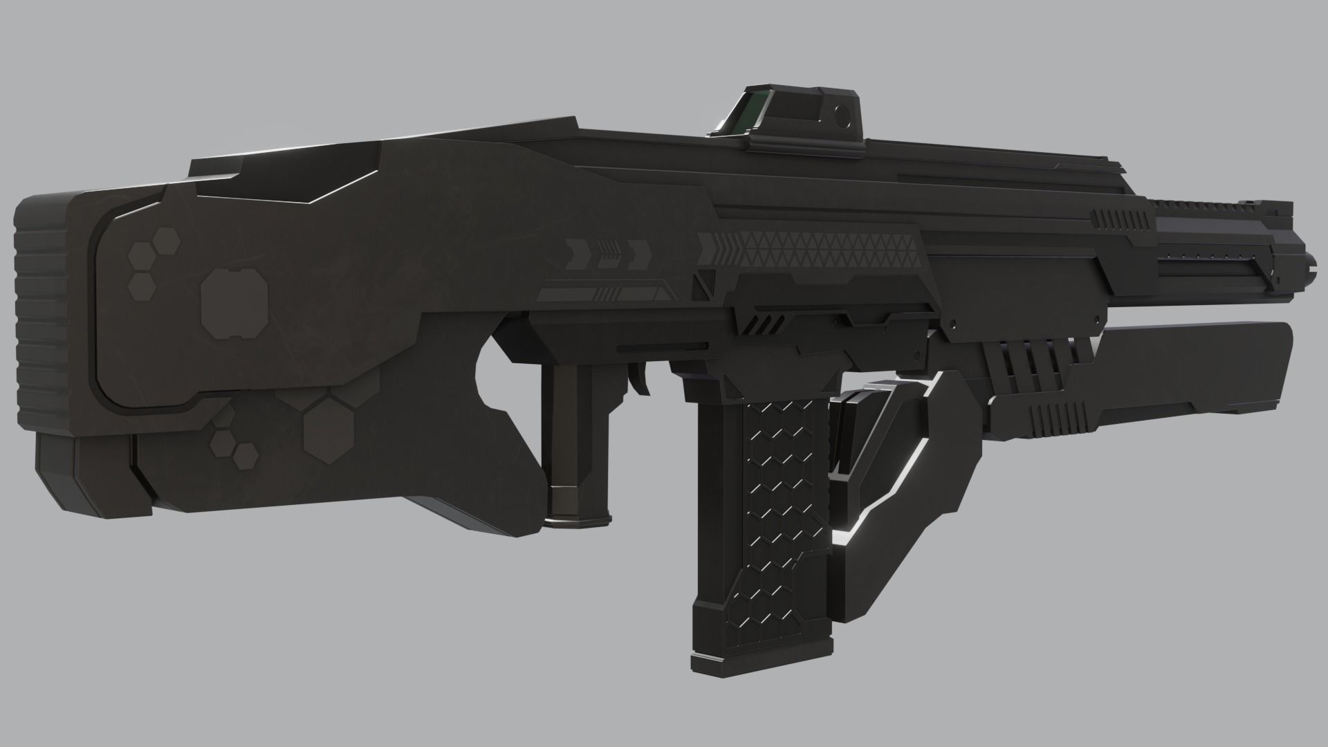Sci-Fi Assault Rifle - Low-poly and High-poly 3d Model Low-poly 3D model_6