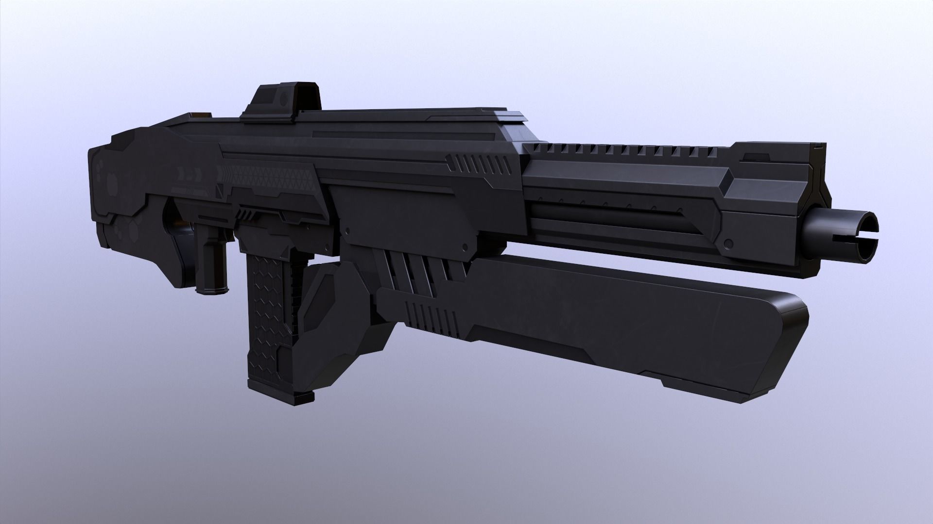 Sci-Fi Assault Rifle - Low-poly and High-poly 3d Model Low-poly 3D model_8